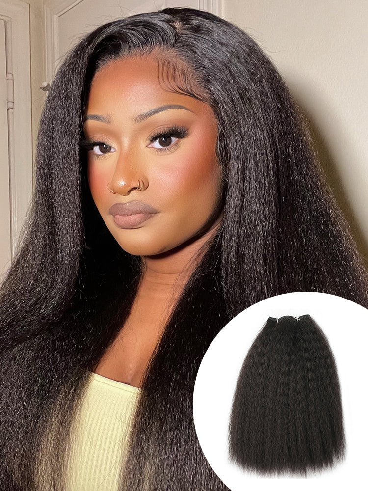 CurlyMe 10A Grade Bundles Human Hair Quick Weave With a Frontal Natural Black - Image 12