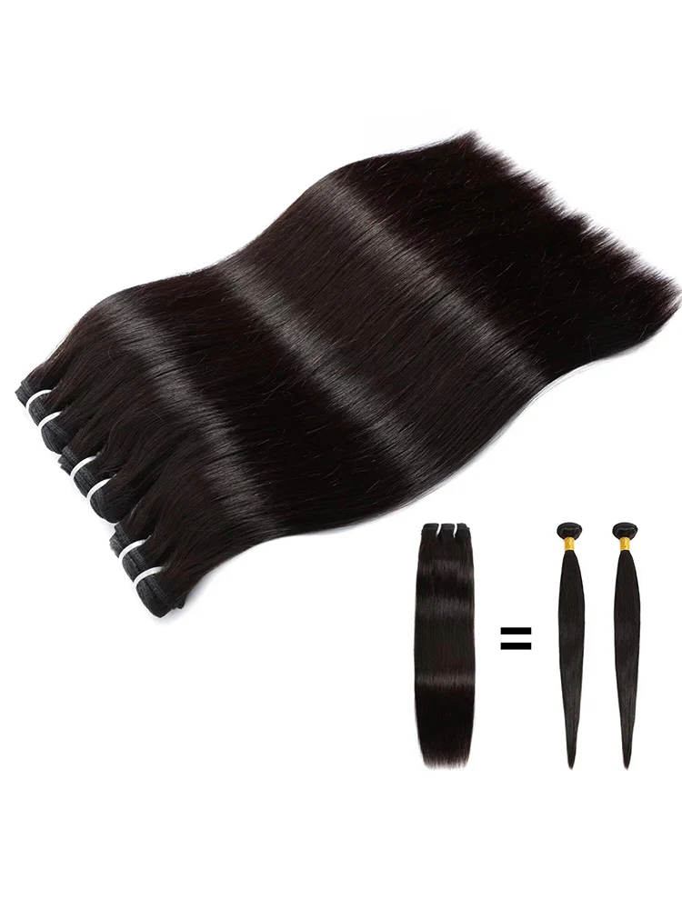 CurlyMe 10A Grade Bundles Human Hair Quick Weave With a Frontal Natural Black - Image 4
