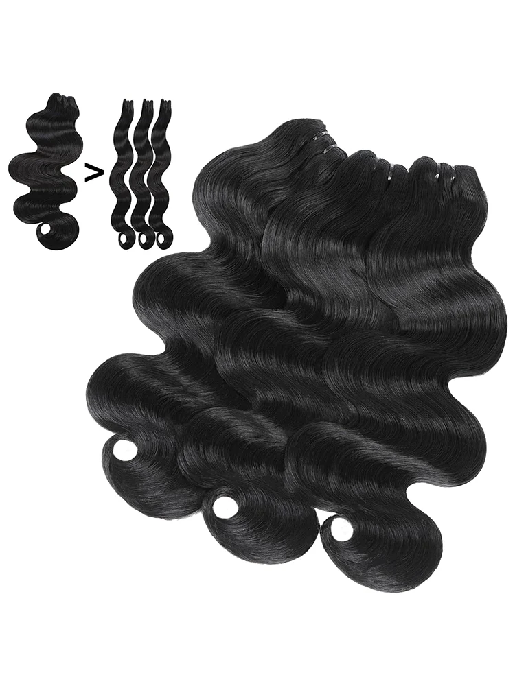 CurlyMe 10A Grade Bundles Human Hair Quick Weave With a Frontal Natural Black - Image 5