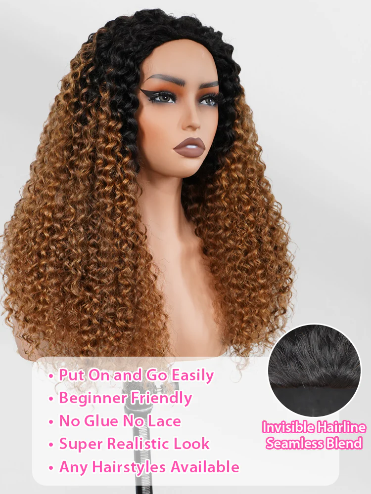 CurlyMe 3 IN 1 Blonde Water Wave Half Wig with Black Roots-Glueless & Beginner Friendly - Image 8