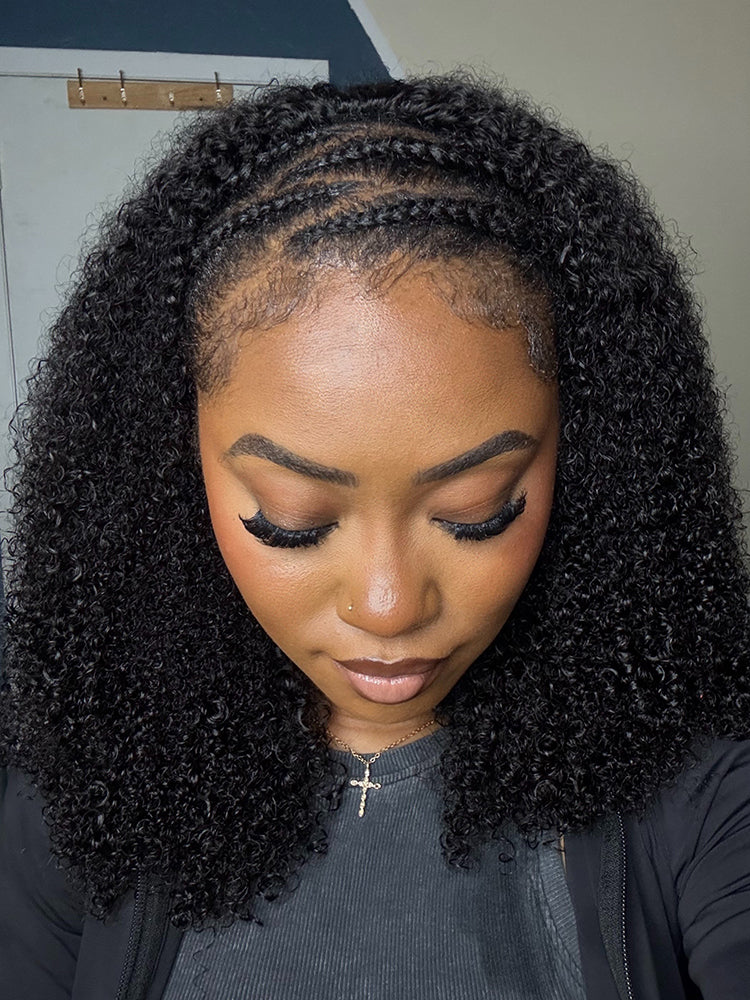 CurlyMe 3 In 1 Half Wig Afro Kinky Curly Glueless Install Half Wig With Draw-string Beginner Friendly - Image 5