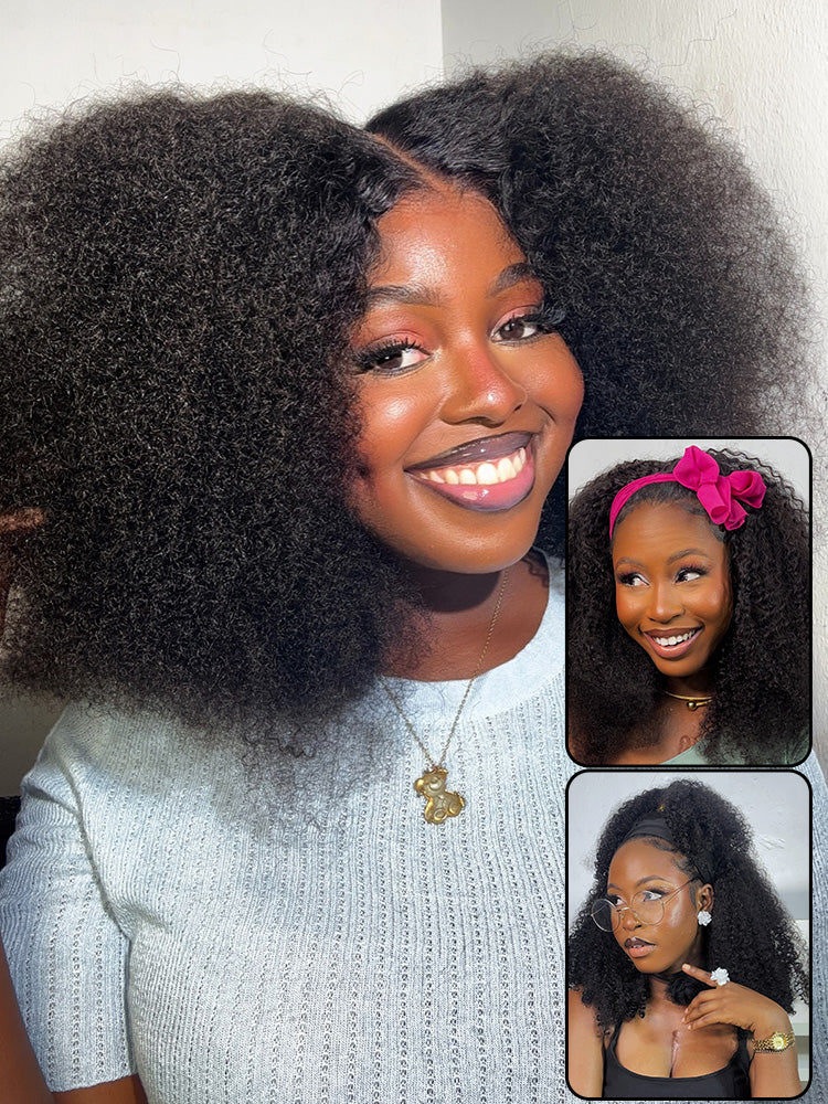 CurlyMe 3 In 1 Half Wig Afro Kinky Curly Glueless Install Half Wig With Draw-string Beginner Friendly - Image 6