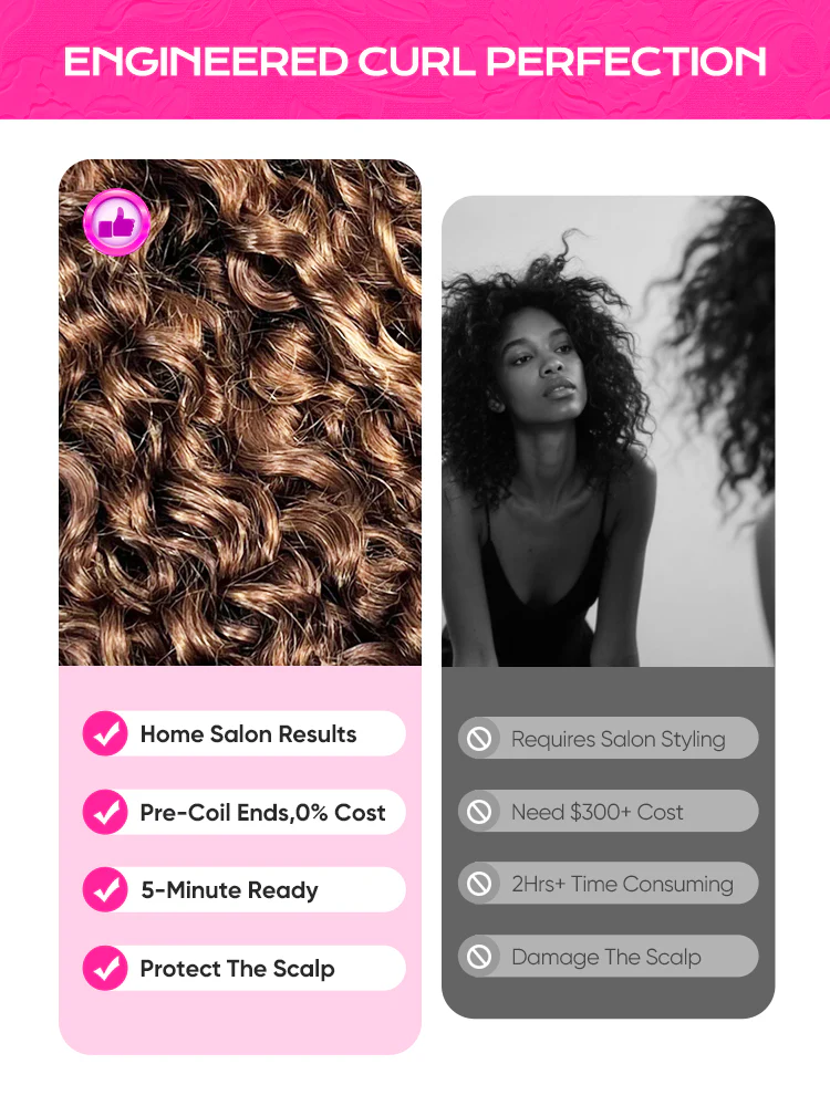CurlyMe 3 In 1 Half Wig Highlights Ombre Burmese Curly Glueless Install Half Wig With Adjustable String - Image 10