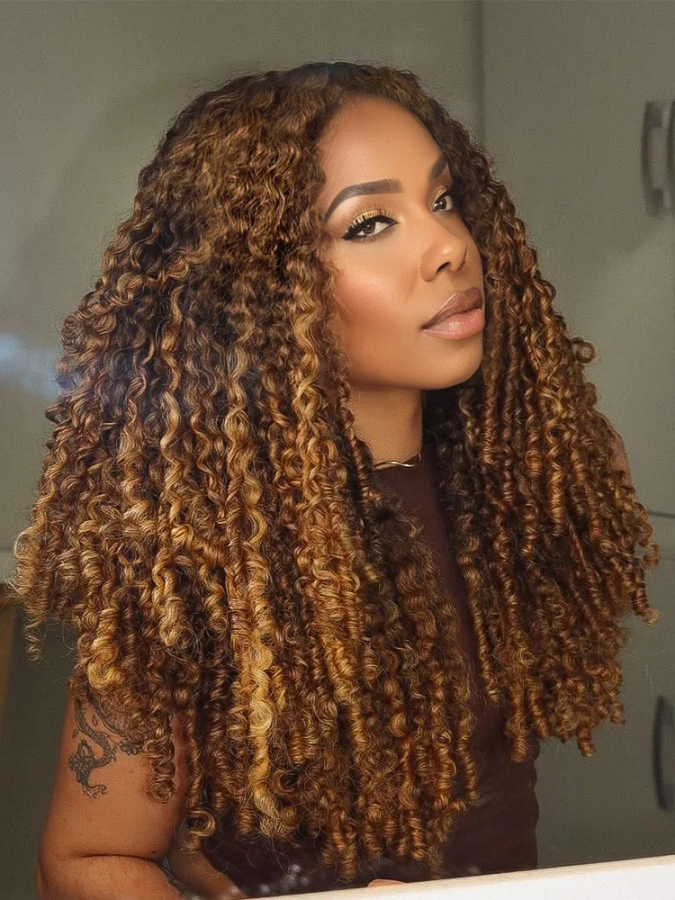 CurlyMe 3 In 1 Half Wig Highlights Ombre Burmese Curly Glueless Install Half Wig With Adjustable String - Image 3