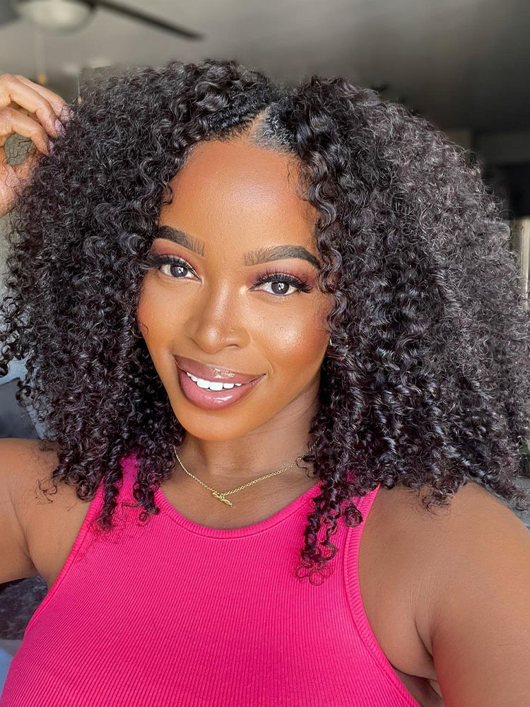 CurlyMe 3 In 1 Half Wig Kinky Curly Glueless Install Half Wig With Draw-string Beginner Friendly - Image 10