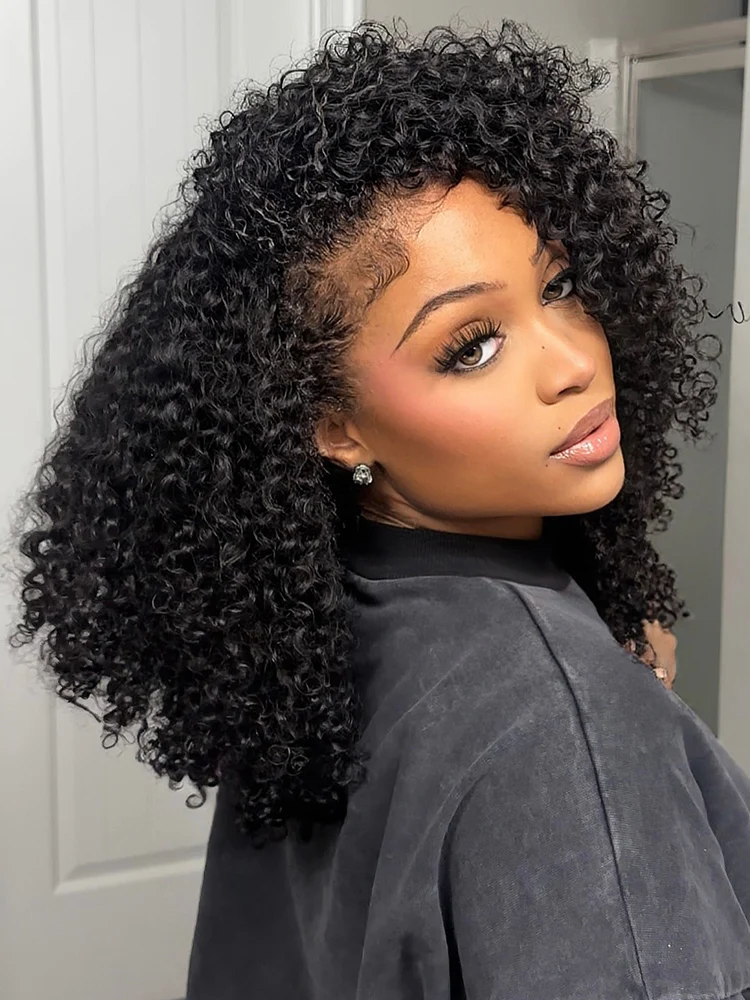 CurlyMe 3 In 1 Half Wig Kinky Curly Glueless Install Half Wig With Draw-string Beginner Friendly - Image 11