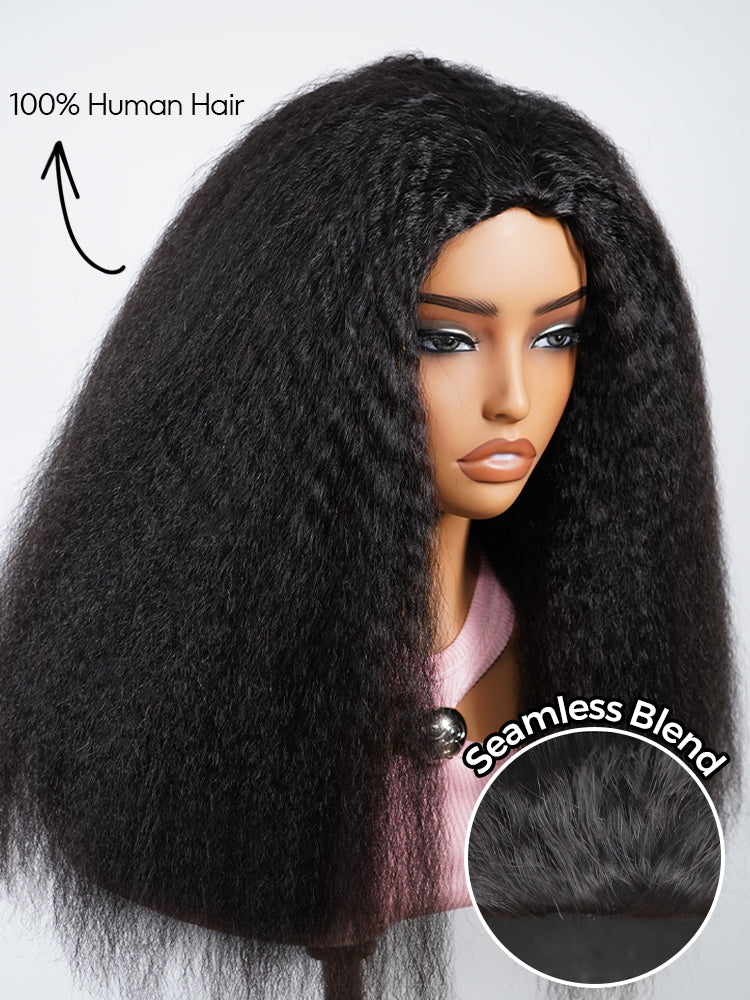 CurlyMe 3 In 1 Half Wig Kinky Straight Glueless Install Half Wig With Draw-string Beginner Friendly - Image 3