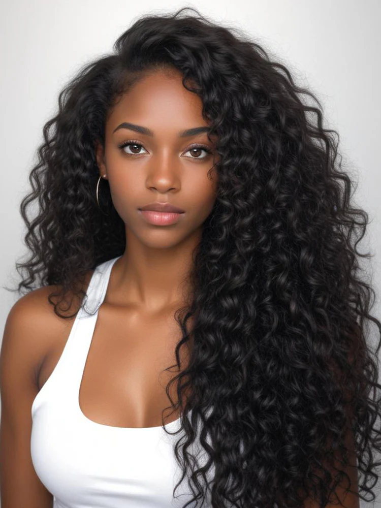 CurlyMe 3 In 1 Half Wig Water Wave Glueless Install Half Wig With Adjustable String Beginner Friendly - Image 14