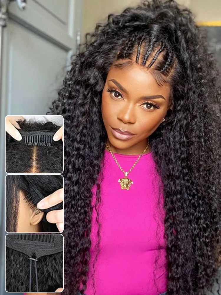 CurlyMe 3 In 1 Half Wig Water Wave Glueless Install Half Wig With Adjustable String Beginner Friendly - Image 5