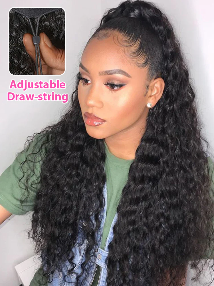 CurlyMe 3 In 1 Half Wig Water Wave Glueless Install Half Wig With Adjustable String Beginner Friendly - Image 6