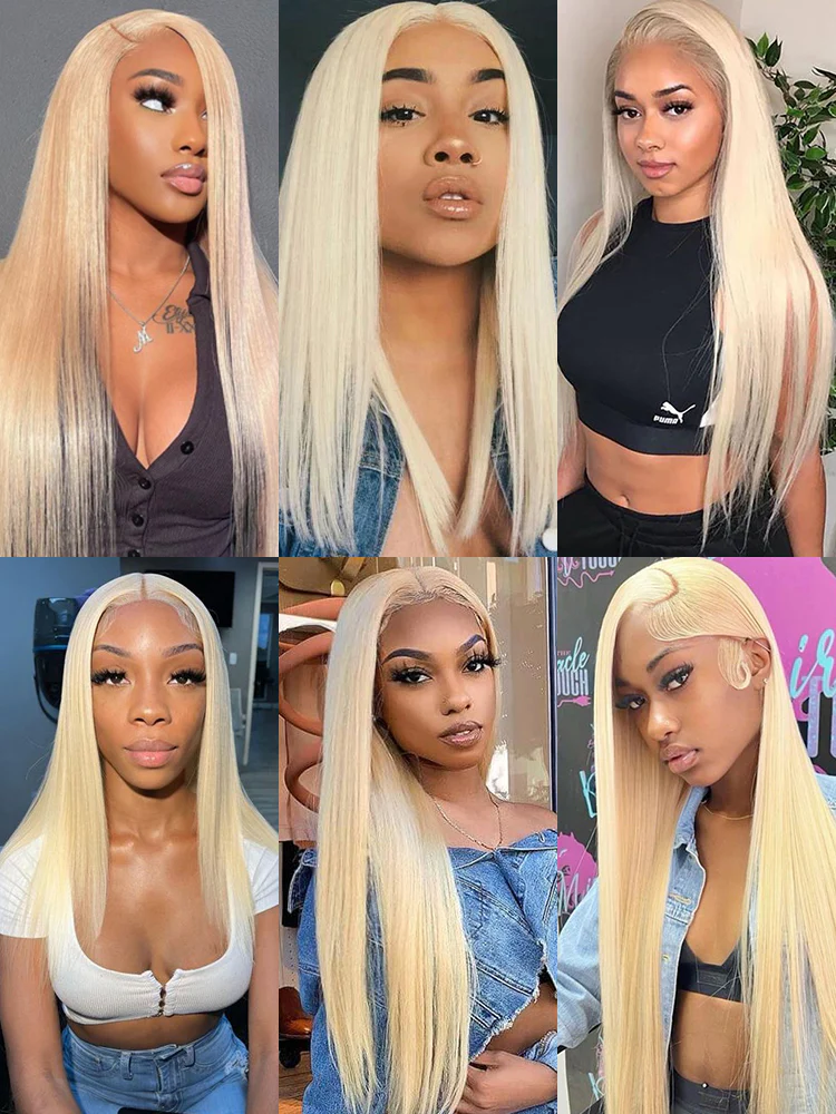 CurlyMe 613 Blonde Straight Hair 3 Bundles With 13x4 Lace Frontal - Image 3