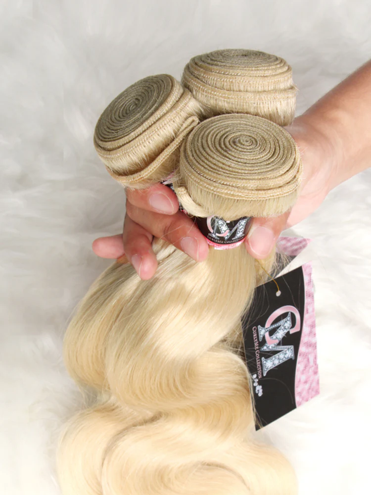 CurlyMe 613 Blonde Body Wave Human Hair 3 Bundles With 13x4 Frontal - Image 5
