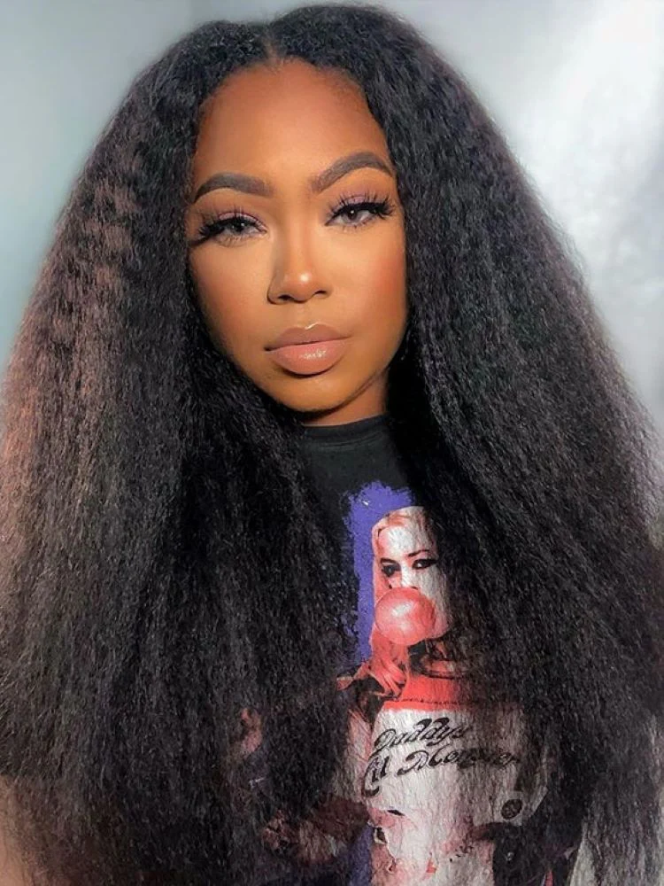 CurlyMe V Part Glueless No Leave Out Kinky Straight Human Hair Wig Pre-plucked Beginner Friendly - Image 5