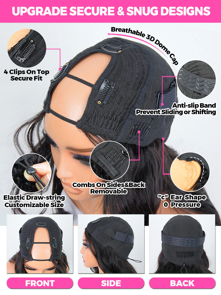 CurlyMe Kinky Curly U part Wig Affordable 250% Density Full Human Hair Wigs Glueless No Lace - Image 3