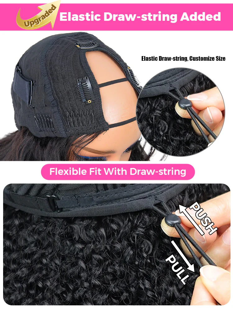 CurlyMe Kinky Curly U part Wig Affordable 250% Density Full Human Hair Wigs Glueless No Lace - Image 4