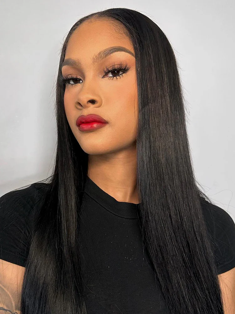 CurlyMe Straight Hair U part Glueless Wig Affordable Machine Made Human Hair Wigs With Elastic Drawstring - Image 3