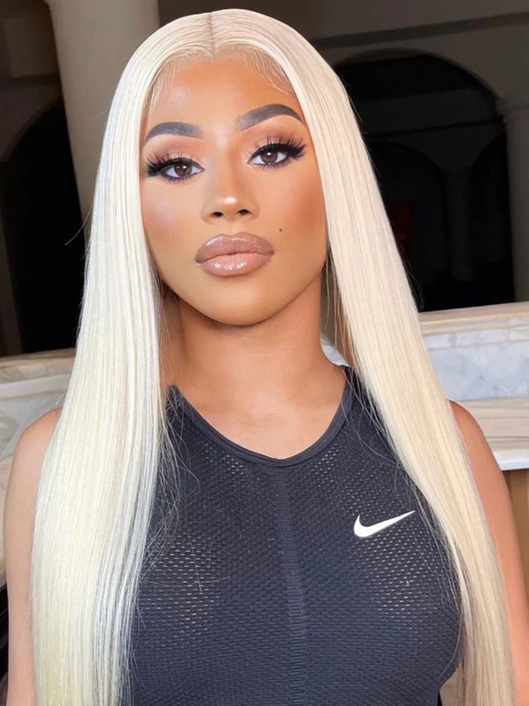 CurlyMe 613 Blonde Straight Hair 4x4 Lace Closure Wig Full Human Hair Wigs - Image 3