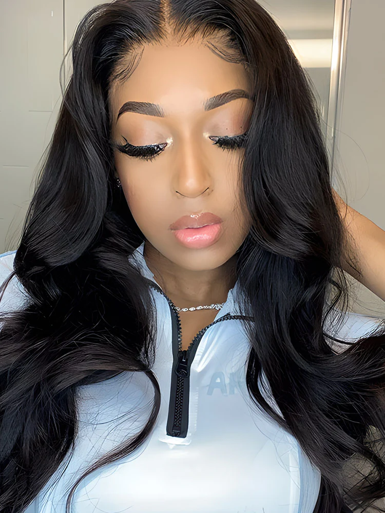 CurlyMe Pre-bleached Body Wave Hair 13x4 Swiss HD Lace Front Wigs Pre Plucked - Image 3