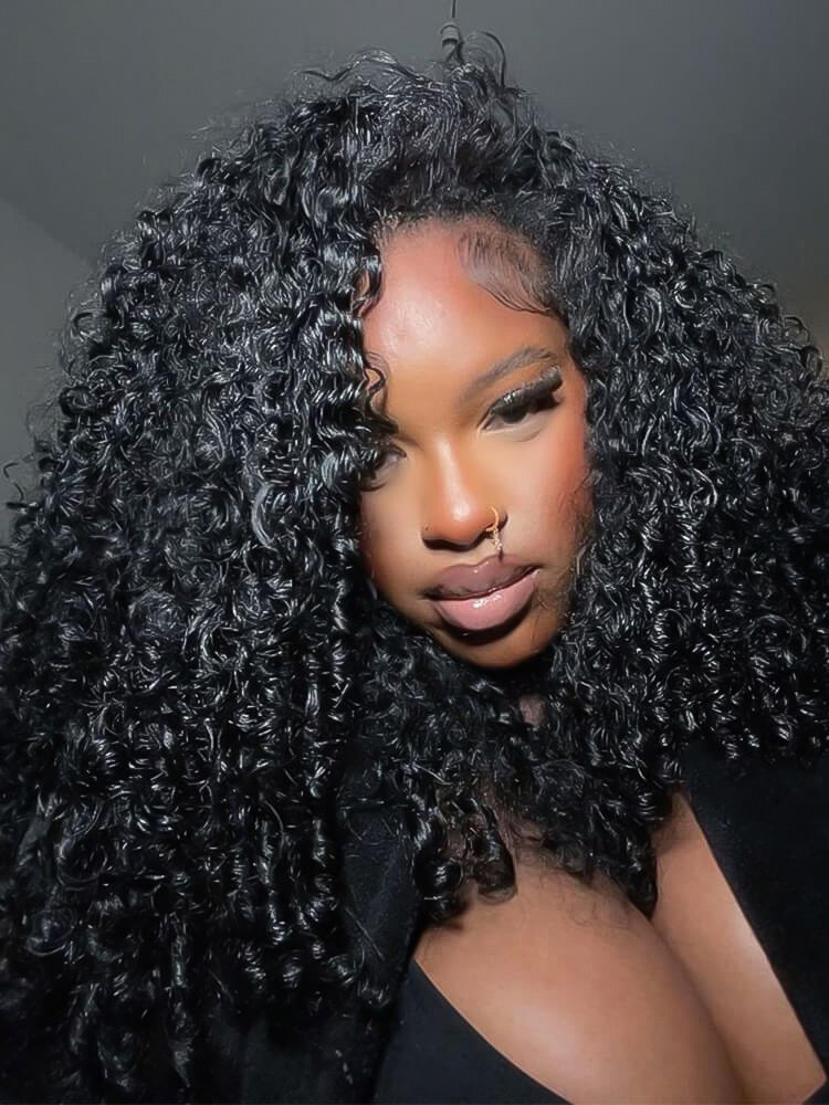 CurlyMe Pre-bleached Wear Go Glueless Wig 7x5 Pre-cut HD Lace Burmese Curly Human Hair - Image 4