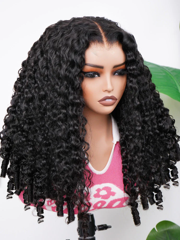 CurlyMe Pre-bleached Wear Go Glueless Wig 7x5 Pre-cut HD Lace Burmese Curly Human Hair - Image 7