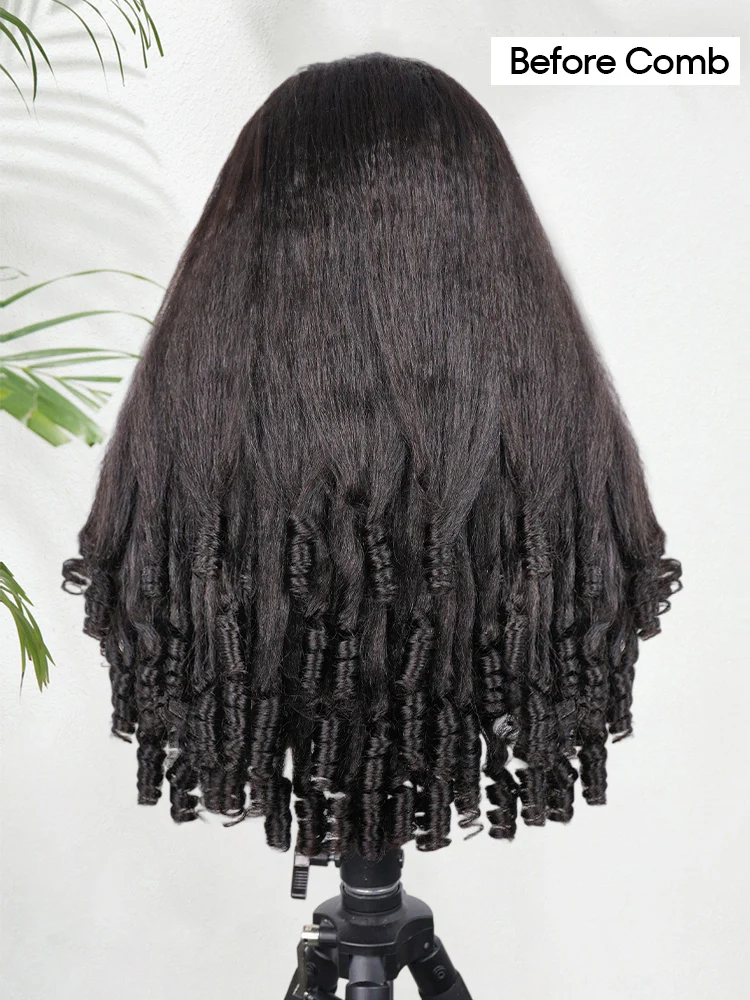 CurlyMe 3 In 1 Half Wig Kinky Straight Glueless Install Half Wig With Spiral Curly Ends - Image 5
