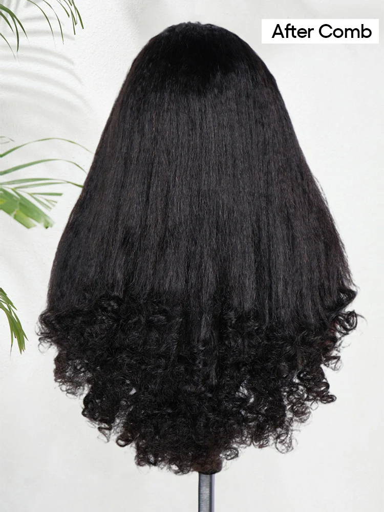 CurlyMe 3 In 1 Half Wig Kinky Straight Glueless Install Half Wig With Spiral Curly Ends - Image 6