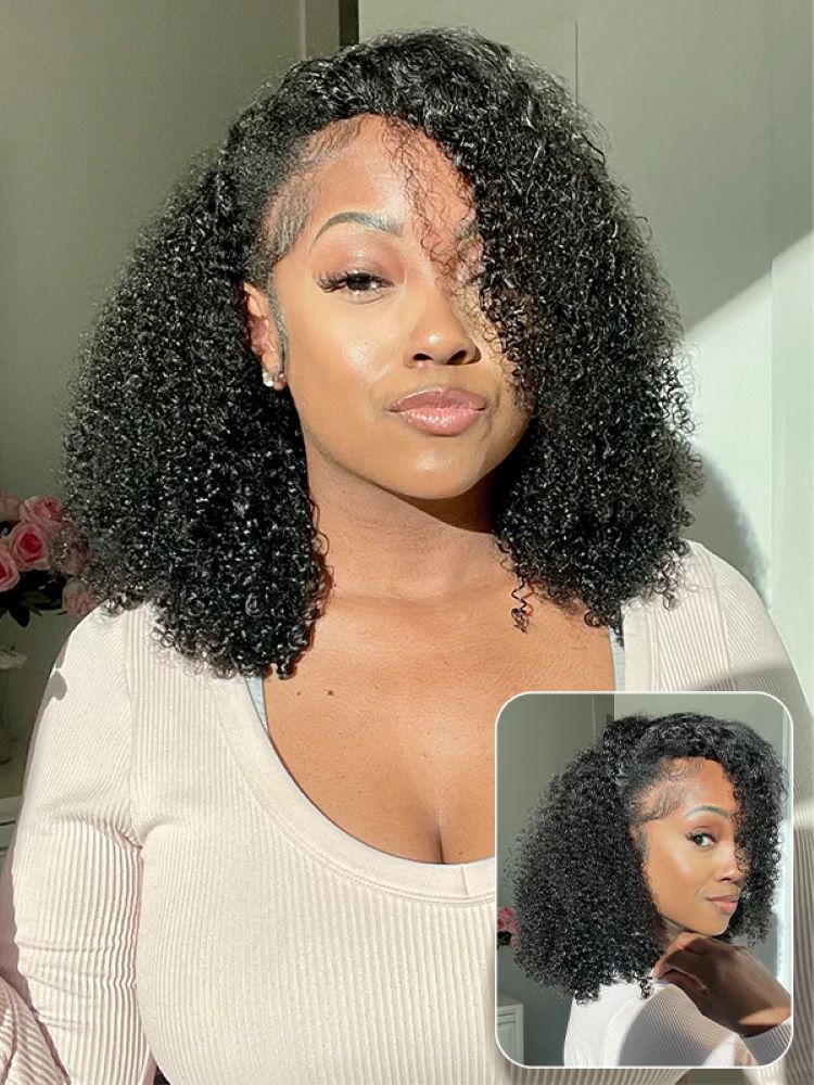 CurlyMe 3 In 1 Half Wig Afro Kinky Curly Glueless Install Half Wig With Draw-string Beginner Friendly - Image 10