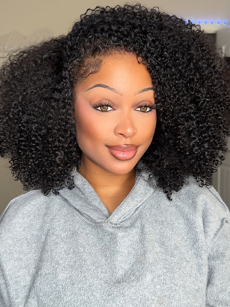 CurlyMe 3 In 1 Half Wig Afro Kinky Curly Glueless Install Half Wig With Draw-string Beginner Friendly - Image 3