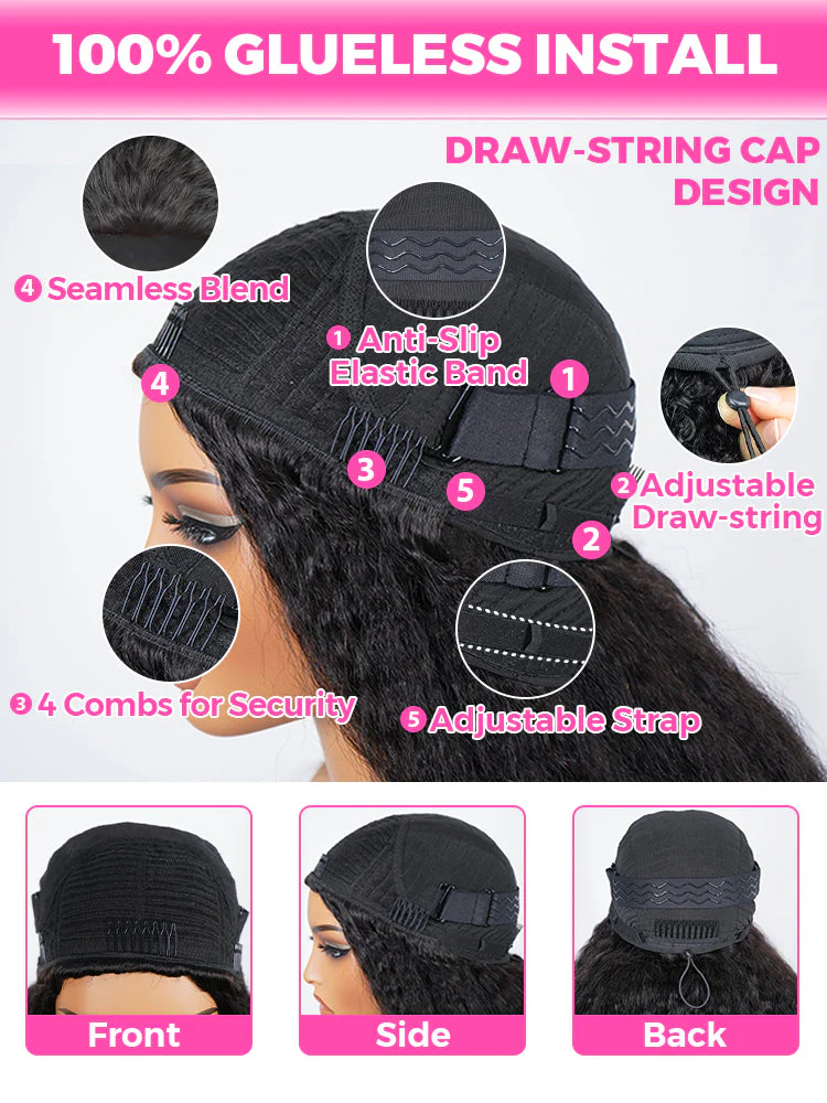 CurlyMe 3 In 1 Half Wig Afro Kinky Curly Glueless Install Half Wig With Draw-string Beginner Friendly - Image 5