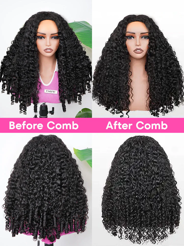 CurlyMe 3 In 1 Half Wig Burmese Curly Glueless Install Half Wig With Adjustable String Beginner Friendly - Image 10