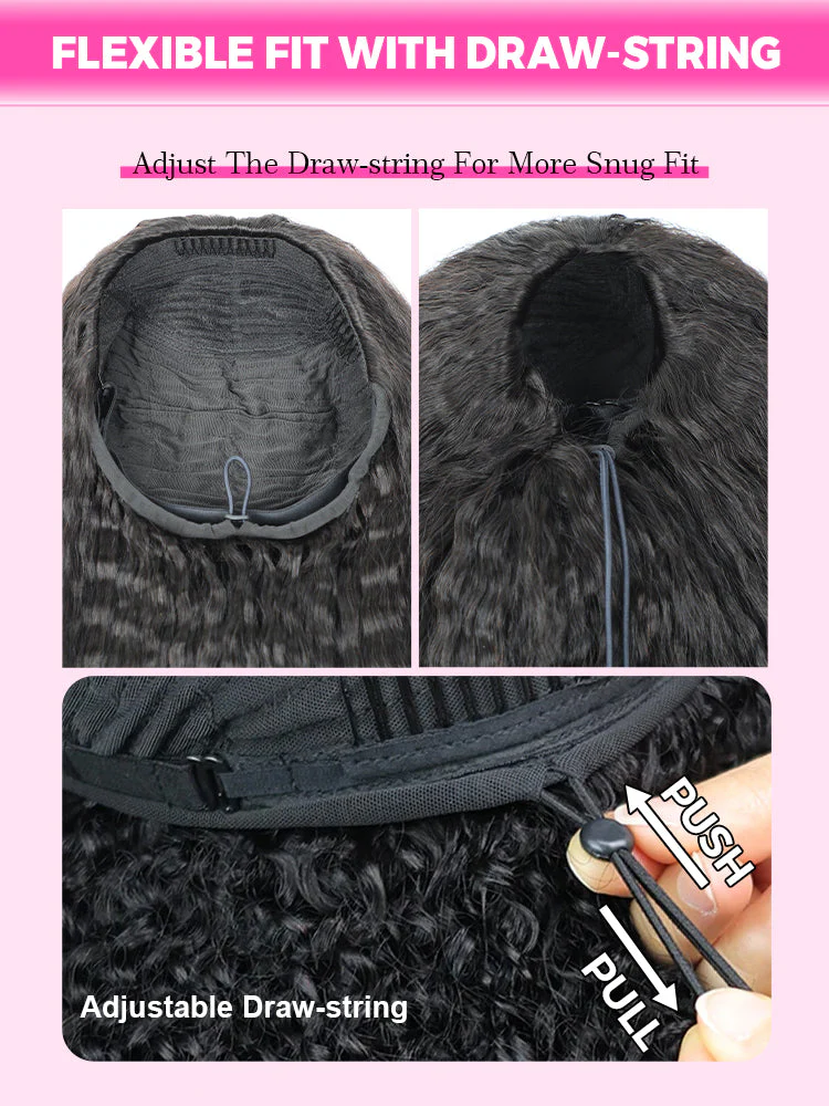 CurlyMe 3 In 1 Half Wig Burmese Curly Glueless Install Half Wig With Adjustable String Beginner Friendly - Image 12
