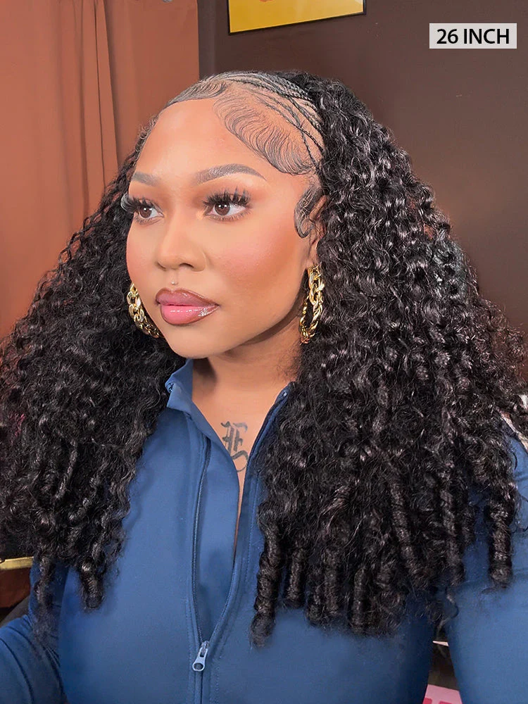 CurlyMe 3 In 1 Half Wig Burmese Curly Glueless Install Half Wig With Adjustable String Beginner Friendly - Image 3
