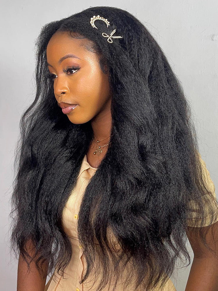 CurlyMe 3 In 1 Half Wig Kinky Straight Glueless Install Half Wig With Draw-string Beginner Friendly - Image 5