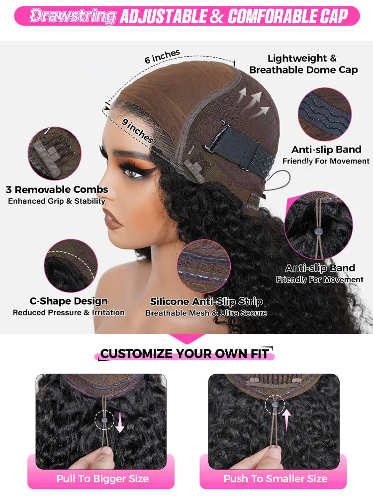 CurlyMe Mocha Mousse Color Burmese Curly Pre-Cut Lace Wear Go Glueless Wig With Elastic Draw-string - Image 10