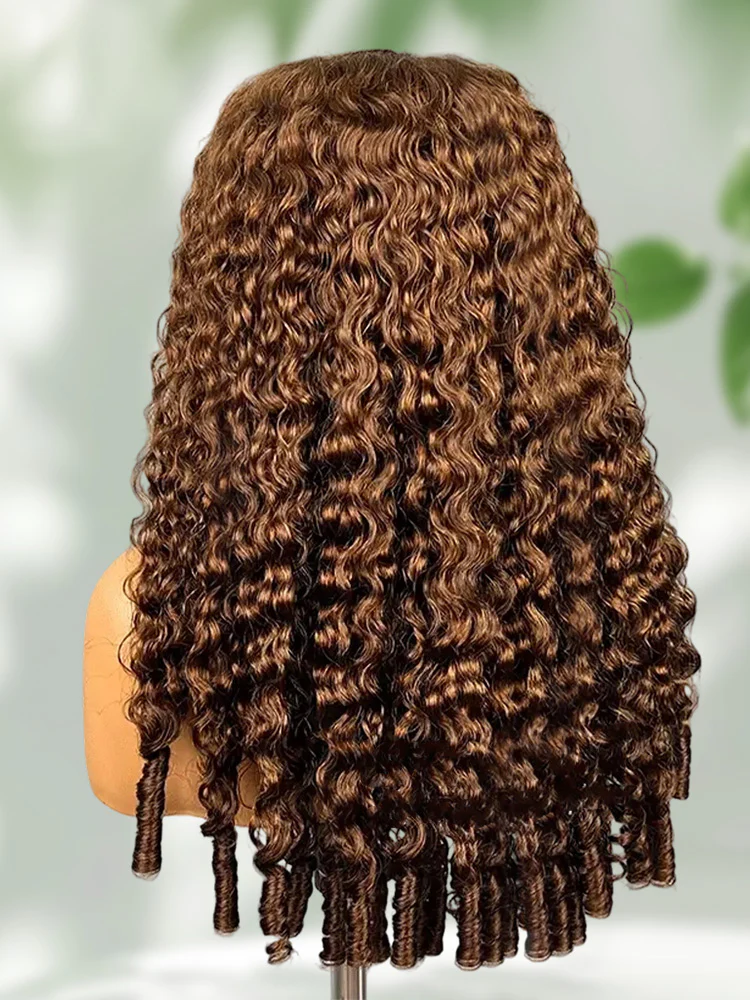CurlyMe Mocha Mousse Color Burmese Curly Pre-Cut Lace Wear Go Glueless Wig With Elastic Draw-string - Image 5
