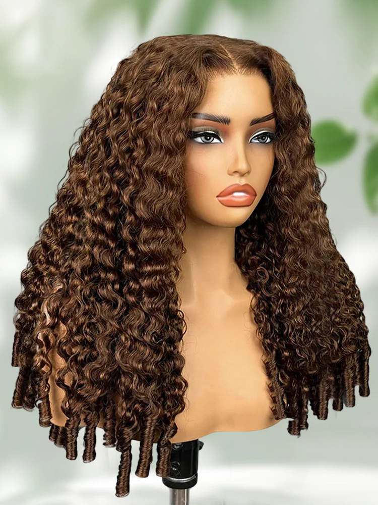 CurlyMe Mocha Mousse Color Burmese Curly Pre-Cut Lace Wear Go Glueless Wig With Elastic Draw-string - Image 6