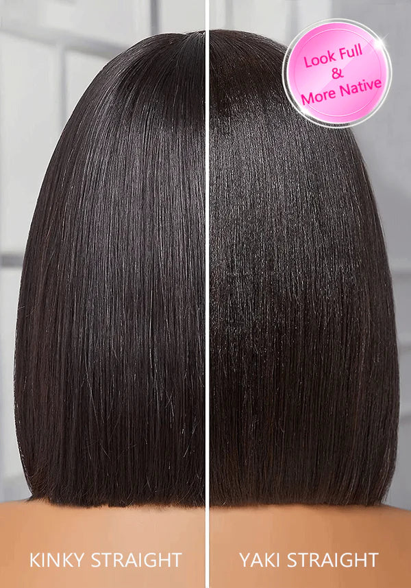 CurlyMe 360 Fit Wig Pre-Bleached Kinky Straight Human Hair Pre-Cut 360 Lace Wear Go Glueless Wig Pre-Plucked - Image 11