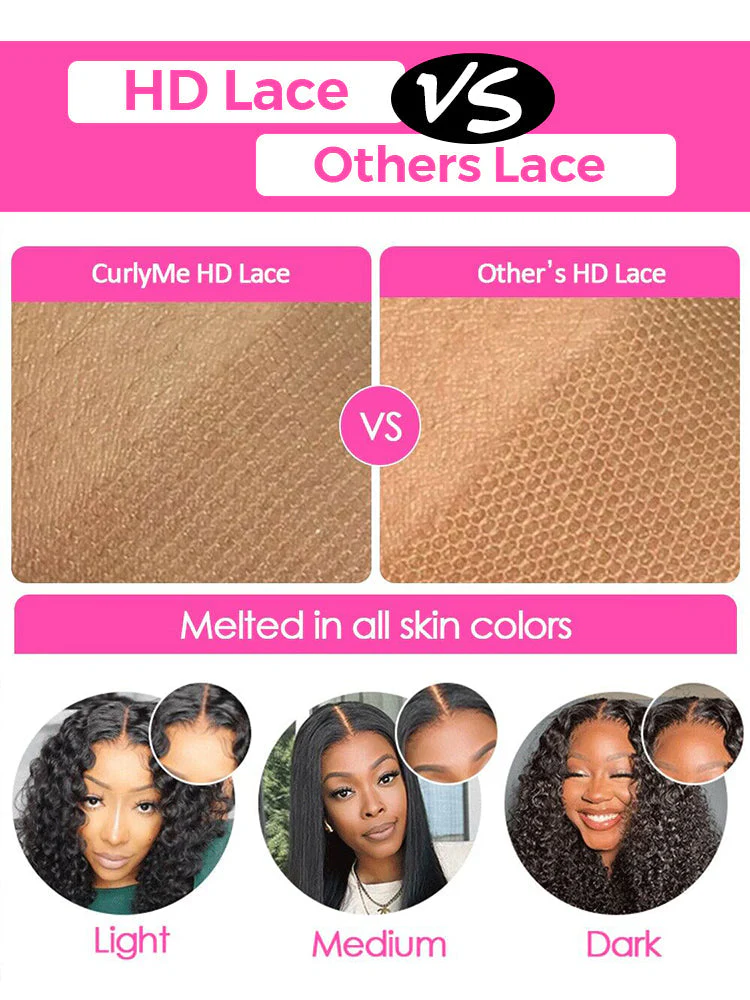 CurlyMe Pre-bleached Kinky Curly Pre-cut HD Lace Wear Go Glueless Wig Pre-plucked Natural Black - Image 6
