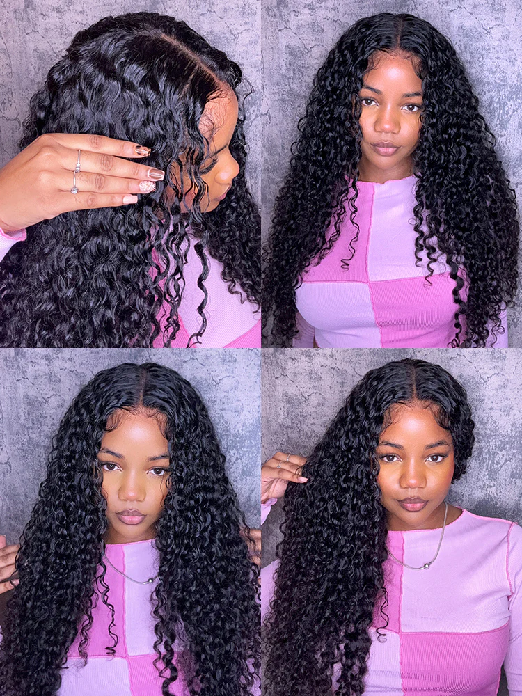 CurlyMe Pre-bleached Knots Wear Go Glueless Wig Pre-cut HD Lace Water Wave Human Hair - Image 3