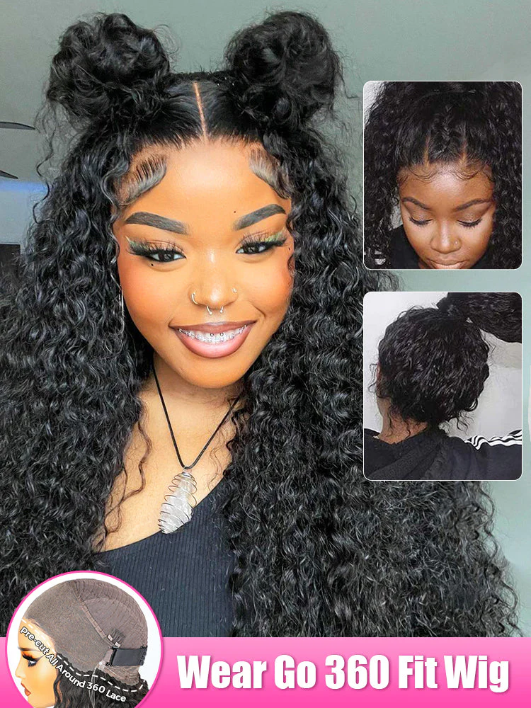 CurlyMe 360 Lace Fit Wig Pre-Bleached Water Wave Human Hair Wear Go Glueless Wig Pre-Plucked - Image 3