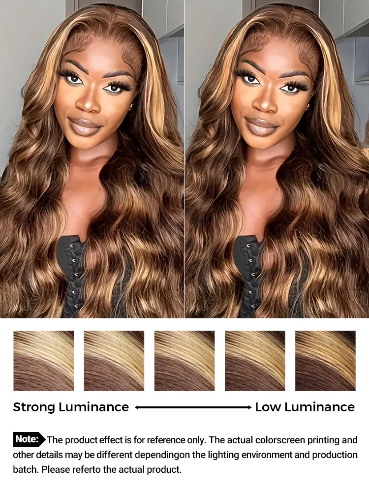 CurlyMe 360 Lace Wear Go Highlight Ombre Body Wave Hair Glueless Wigs Pre-Plucked Lace Front Wig - Image 8