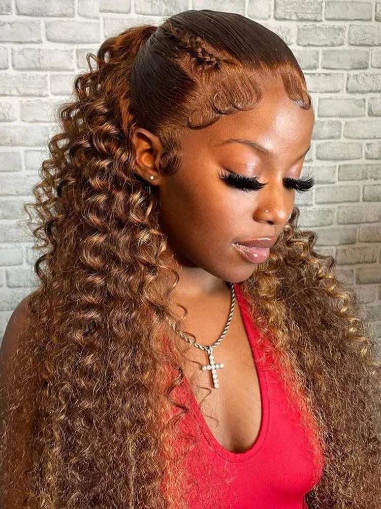CurlyMe 360 Lace Wear Go Highlight Water Wave Hair Glueless Wigs Pre-Plucked Lace Front Wig - Image 4