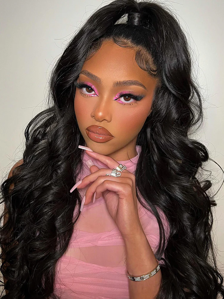 CurlyMe Pre-bleached Body Wave Hair 13x4 Swiss HD Lace/Transparent Lace Front Wigs Pre Plucked - Image 4