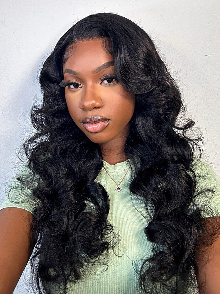 CurlyMe Pre-bleached Body Wave Hair 13x4 Swiss HD Lace/Transparent Lace Front Wigs Pre Plucked - Image 7