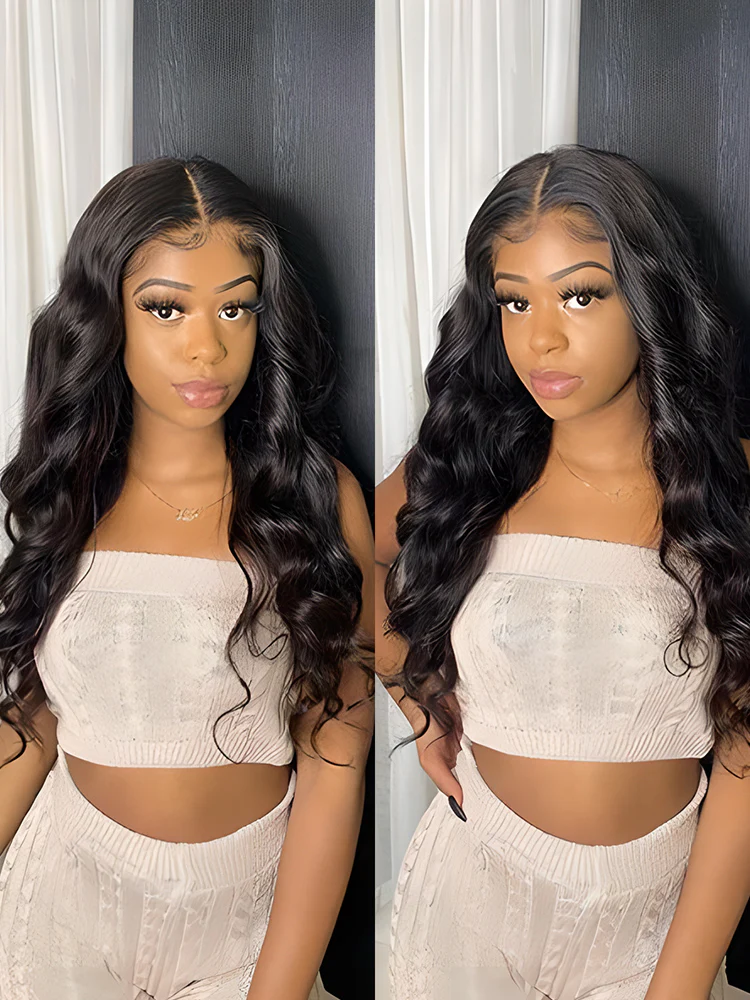 CurlyMe Pre-bleached Body Wave Hair 13x4 Swiss HD Lace/Transparent Lace Front Wigs Pre Plucked - Image 9