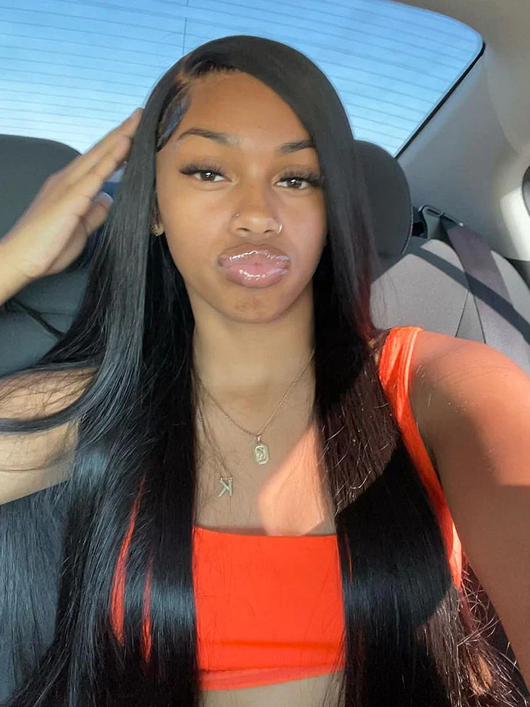 CurlyMe Pre-bleached 13x4 Swiss HD Lace/Transparent Lace Wigs Straight Long Hair Lace Front Wigs - Image 13