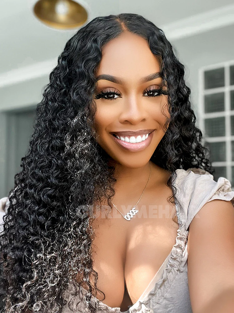 CurlyMe Virgin Human Hair Pre-bleached Kinky Curly 13x4 Swiss HD Lace Wigs Pre Plucked - Image 5