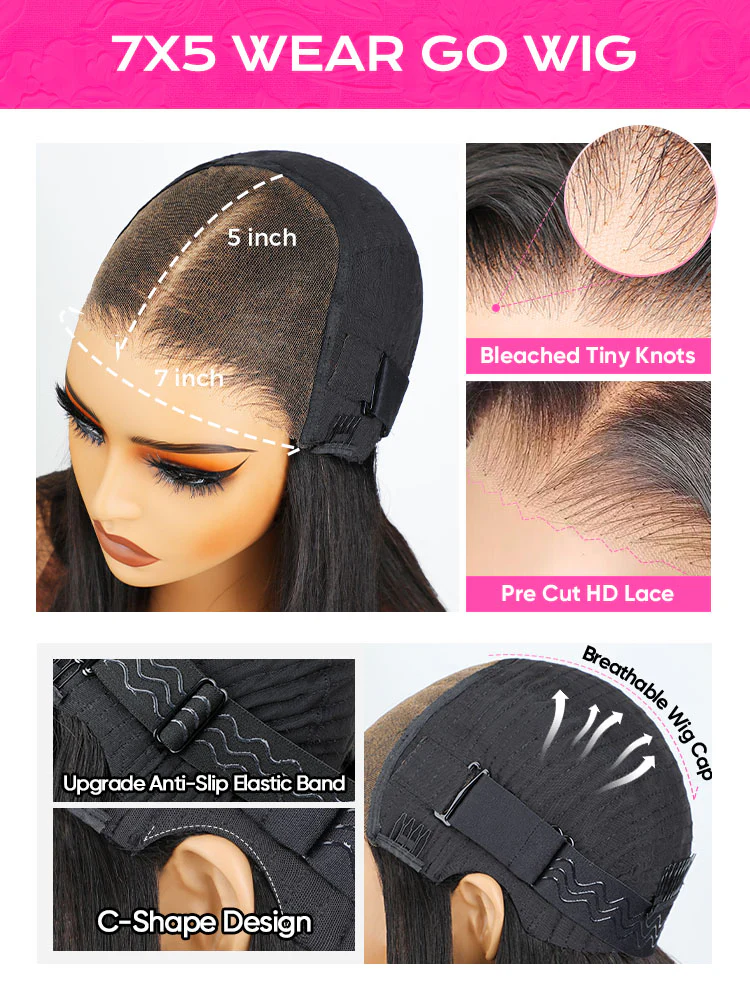 CurlyMe Pre-bleached Kinky Straight Glueless Bob Wig Pre-cut HD Lace Wear Go Pre-plucked Wig - Image 7