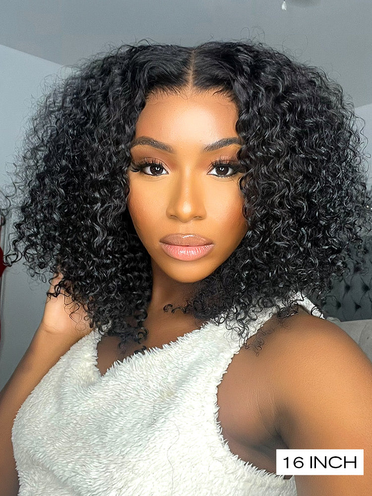 CurlyMe Pre-cut 9x6 HD Lace M-cap Wear Go Glueless Mini Knots Kinky Curly Hair Bob Wig Pre-plucked - Image 5