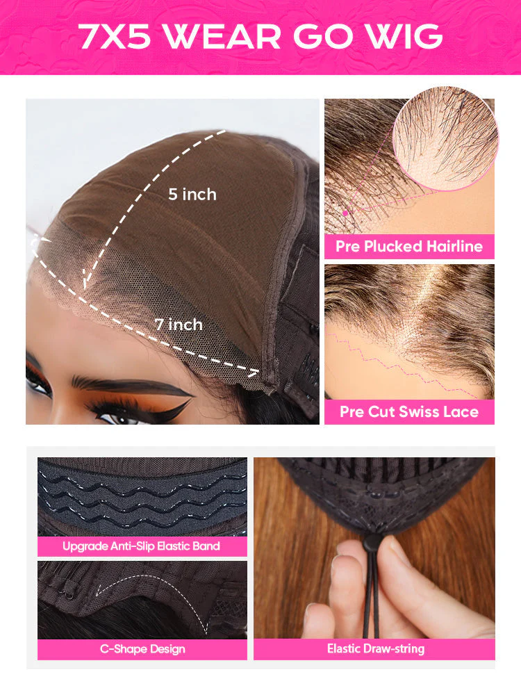 CurlyMe Mocha Mousse Color Burmese Curly Human Hair 7x5 Pre-Cut Lace Wear Go Glueless Wig With Elastic Draw-string - Image 8
